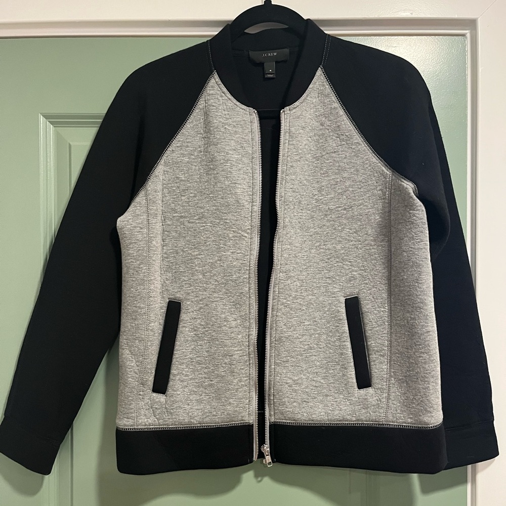 J. Crew Cotton Blend Black & Gray Bomber Jacket Size 4